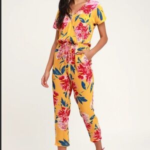 Lulu's Yellow Floral Jumpsuit
